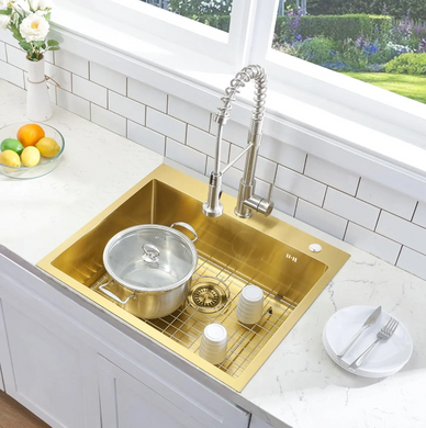 Стальная кухонная мойка REA LIAM BRUSHED GOLD