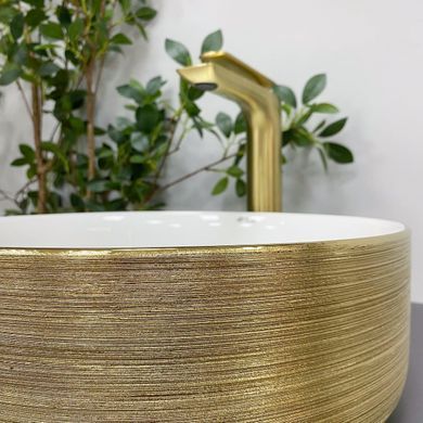 Умывальник (раковина) VBI PRATO BRUSH GOLD WHITE накладной