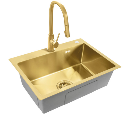 Стальная кухонная мойка REA LIAM BRUSHED GOLD