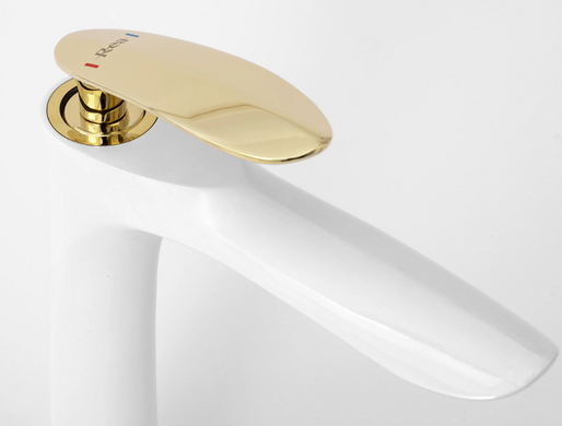 Змішувач для раковини (умивальника) REA ORBIT WHITE GOLD низький
