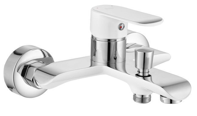 Змішувач для ванни та душу REA BLOOM WHITE CHROME настінний з виливом *