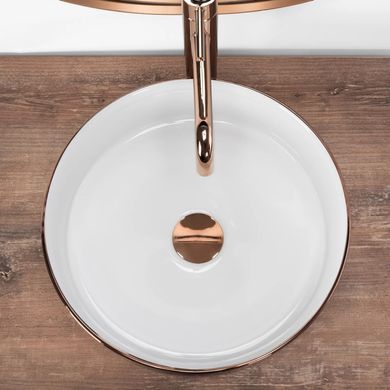 Умывальник (раковина) REA SAMI ROSE BRUSHED GOLD WHITE накладной