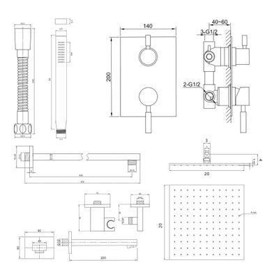 Душевая система KOHLMAN ROXIN 20 CHROME + BOX скрытого монтажа