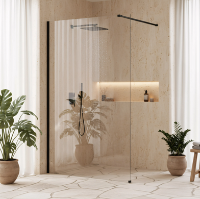 Душова стінка REA FLEXI 90 TRANSPARENT BLACK