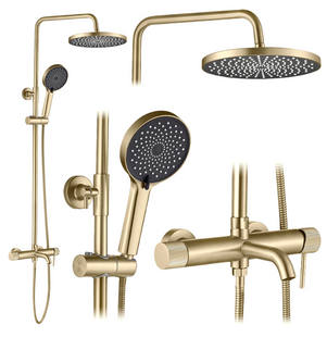 Душевой гарнитур REA LUNGO STRIPE BRUSHED GOLD с изливом