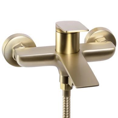 Змішувач для ванни та душу REA AVALON BRUSHED GOLD настінний з виливом
