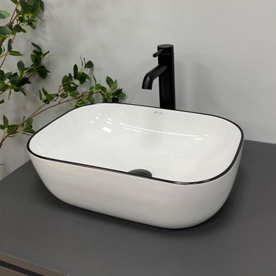 Умивальник (раковина) VBI RAVENNA WHITE BLACK EDGE накладний