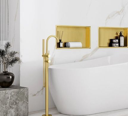 Встраиваемая полка REA 30X45 BRUSHED GOLD с ободком