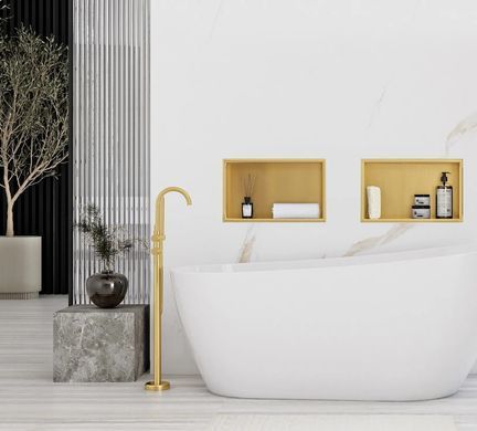 Встраиваемая полка REA 30X45 BRUSHED GOLD с ободком