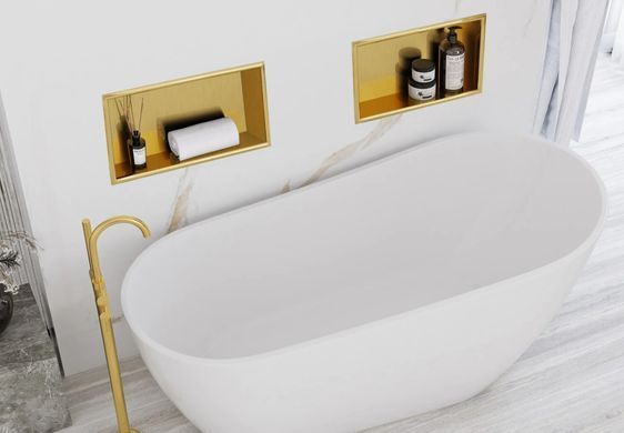 Встраиваемая полка REA 30X45 BRUSHED GOLD с ободком
