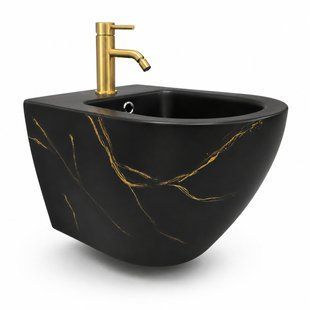 Подвесное биде VBI VULCANO BLACK MARBLE MATT