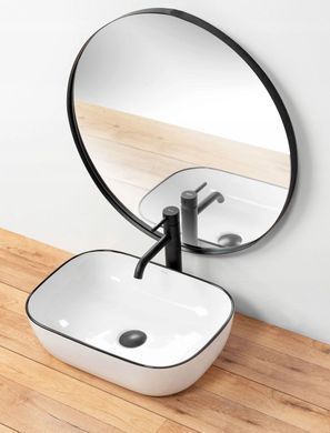 Умивальник (раковина) REA MARBEL WHITE BLACK EDGE накладний *