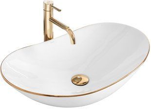 Умывальник (раковина) REA ROYAL WHITE GOLD EDGE накладной