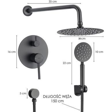 Душевая система YOKA STUDIO 30 BLACK + BOX скрытого монтажа *