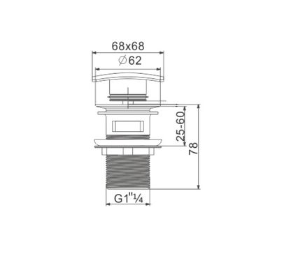 Донний клапан для раковини MEXEN KLIK-KLAK CHROME з переливом квадратний MEX-79926-00