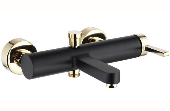 Смеситель для ванны и душа REA POLO BLACK GOLD настенный с изливом