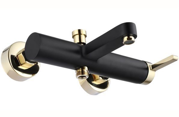 Смеситель для ванны и душа REA POLO BLACK GOLD настенный с изливом