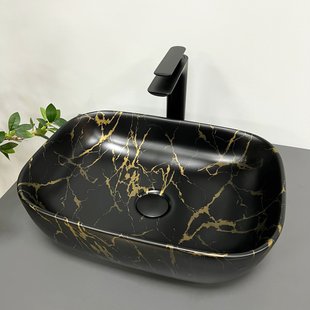 Умивальник (раковина) VBI RAVENNA MARBLE BLACK MATT накладний