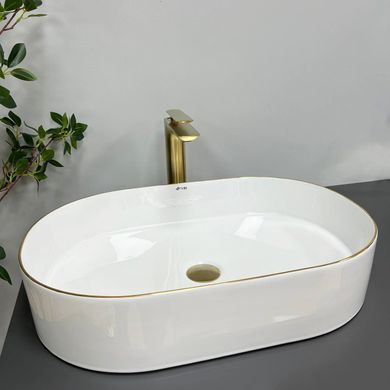 Умивальник (раковина) VBI VERONA 60 WHITE GOLD EDGE накладний