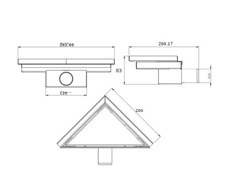 Трап для душа MEXEN FLAT 20x20 BLACK черный угловой