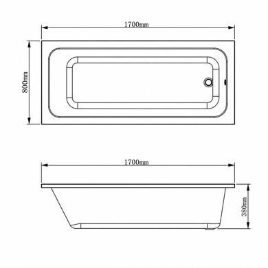 Ванна VBI AMIATA 170 x 80 встраиваемая