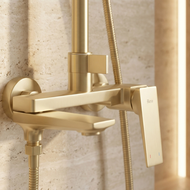 Душевой гарнитур REA PRIME BRUSHED GOLD с изливом
