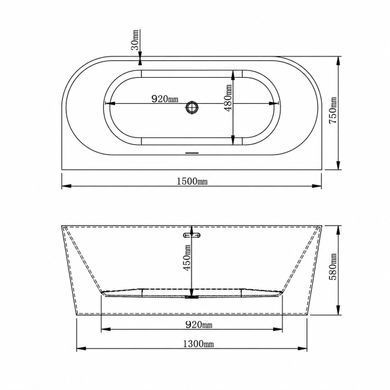Ванна VBI CAVALLINO 150 &times; 75, пристінна