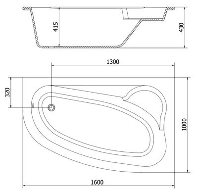 Ванна угловая MEXEN WESTA 160x100 WHITE акриловая правая