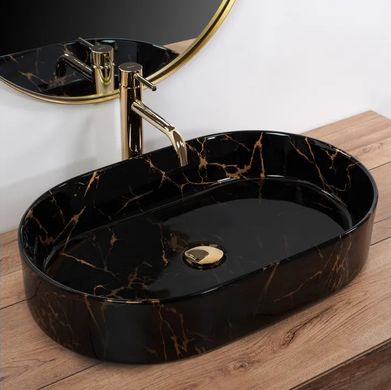 Умывальник (раковина) REA NADIA BLACK MARBLE SHINY накладной