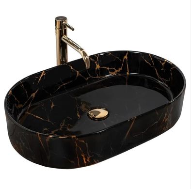 Умывальник (раковина) REA NADIA BLACK MARBLE SHINY накладной