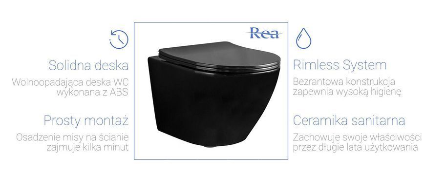 Подвесной унитаз REA CARLO MINI RIMLESS FLAT BLACK MATT черный
