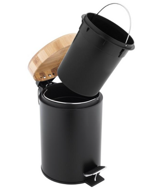 Корзина для мусора YOKA BIN BLACK BAMBOO 3л. для ванной комнаты