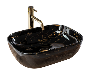 Умывальник (раковина) REA BELINDA BLACK MARBLE SHINY накладной