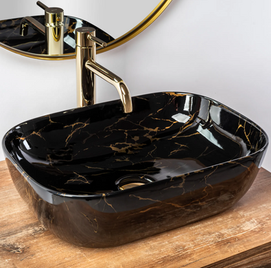 Умывальник (раковина) REA BELINDA BLACK MARBLE SHINY накладной