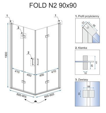 Душевая кабина REA FOLD N2 90х90 CHROME