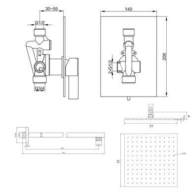 Душова система KOHLMAN DEXAME 25 CHROME + BOX прихованого монтажу