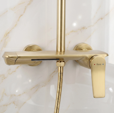 Душевой гарнитур REA VISION BRUSHED GOLD с изливом