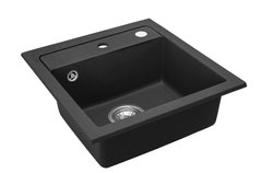 Гранітна кухонна мийка REA WEST BLACK чорна з білим вкрапленням