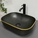 Умивальник (раковина) VBI RAVENNA BLACK MATT GOLD EDGE накладний