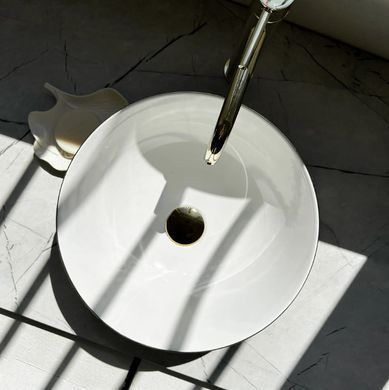Умивальник (раковина) REA STELLA BRUSHED GOLD WHITE накладний