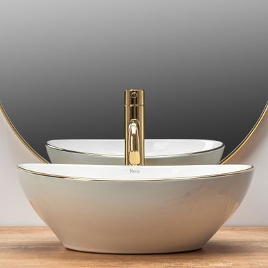 Умивальник (раковина) REA SOFIA WHITE GOLD EDGE накладний