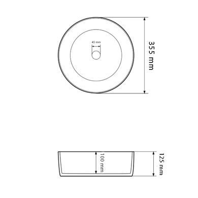 Умывальник (раковина) VBI PRATO WHITE BLACK MARBLE MATT накладной