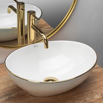 Умывальник (раковина) REA SOFIA WHITE GOLD EDGE накладной