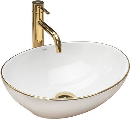 Умывальник (раковина) REA SOFIA WHITE GOLD EDGE накладной