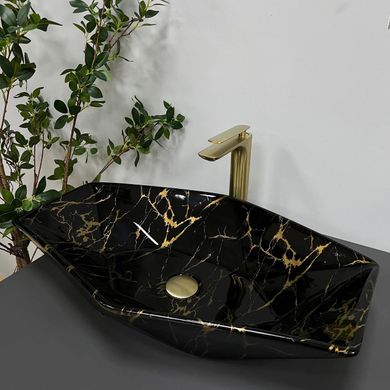 Умивальник (раковина) VBI VENEZIA MARBLE BLACK GLOSSY накладний