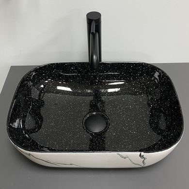 Умивальник (раковина) VBI RAVENNA WHITE BLACK MARMO накладний