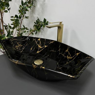 Умивальник (раковина) VBI VENEZIA MARBLE BLACK GLOSSY накладний