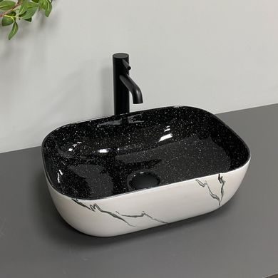 Умивальник (раковина) VBI RAVENNA WHITE BLACK MARMO накладний