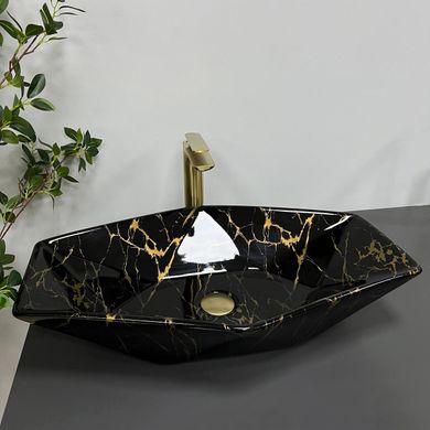 Умывальник (раковина) VBI VENEZIA MARBLE BLACK GLOSSY накладной