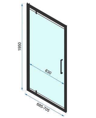 Душова кабіна REA RAPID SWING 70х100 BLACK пристінна